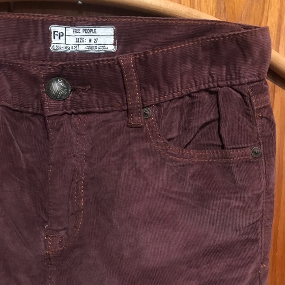 FREE PEOPLE Burgundy Corduroy Skinny Pant - Picture 1 of 7